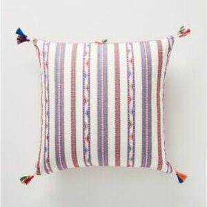 Anthropologie Woven Rosado Shams Tassel Pillow Covers Set (2) 25”x25”